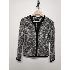 J.Crew Women's Tweed Boucle Knit Jacket, Sz XS, Black & White. Cotton/Wool Blend